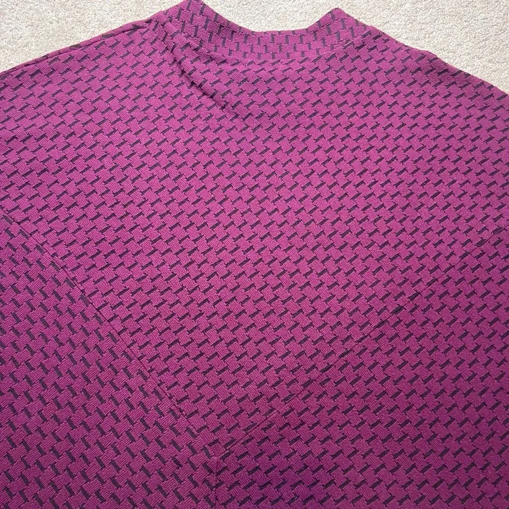 Habitat Clothes To Live In Oversize Sweater Women L Lagenlook Houndstooth Purple